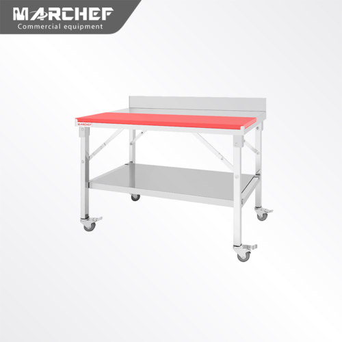 Marchef Kitchen Stainless Folding table with sticky board and wheels SZT-9061