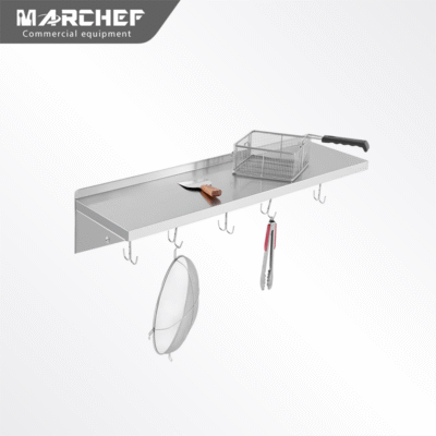 Stainless Steel Wall-mounted Shelf With Hooks WAS-100-C
